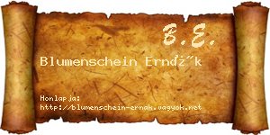 Blumenschein Ernák névjegykártya